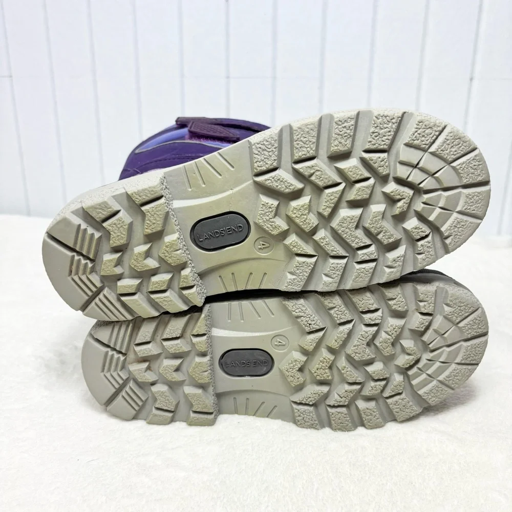 Lands' End Purple‎ and Gray Kids Snow Boots Size 4M